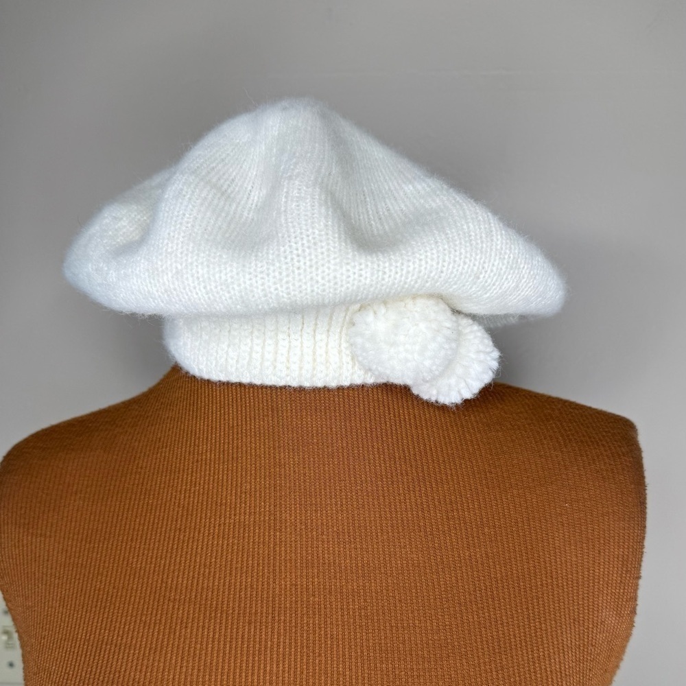 Betmar Cream Knit Pom-Pom Beret